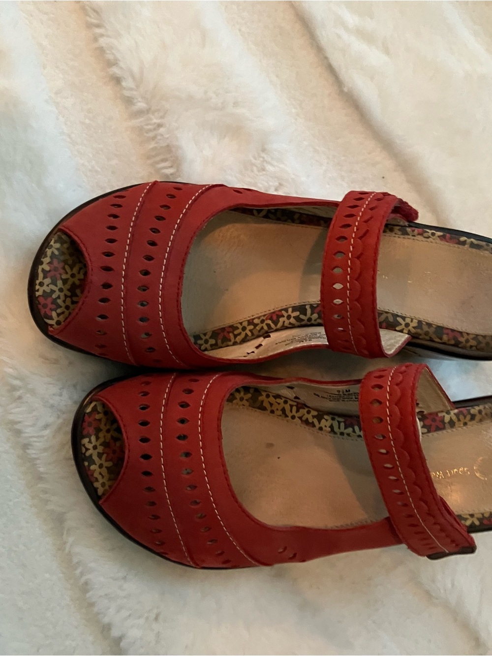 Jambu coral Peep-Toe Mary Jane Sandals